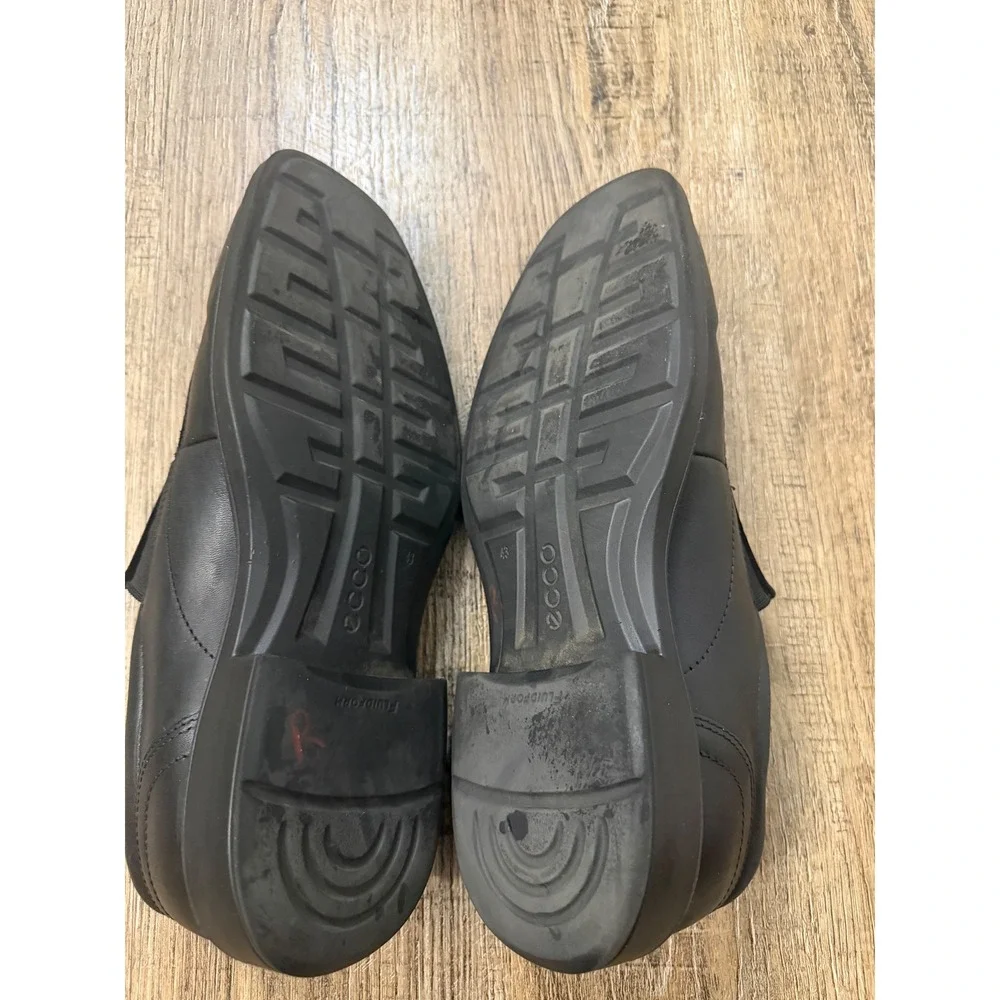Ecco Helsinki 2 Mens Black Leather Slip On Loafers Square Toe Dress Shoe43 9-9.5